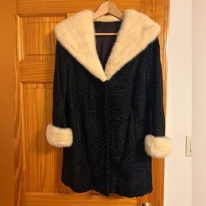 Vintage Black and Cream Fur Women's Coat